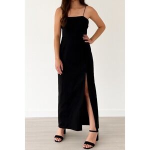 Women's Black Evening Gown Size 6 Sleeveless Spaghetti‎ Strap Formal